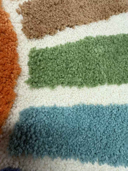 Healing Rainbow Sun-shaped Flocked Carpet