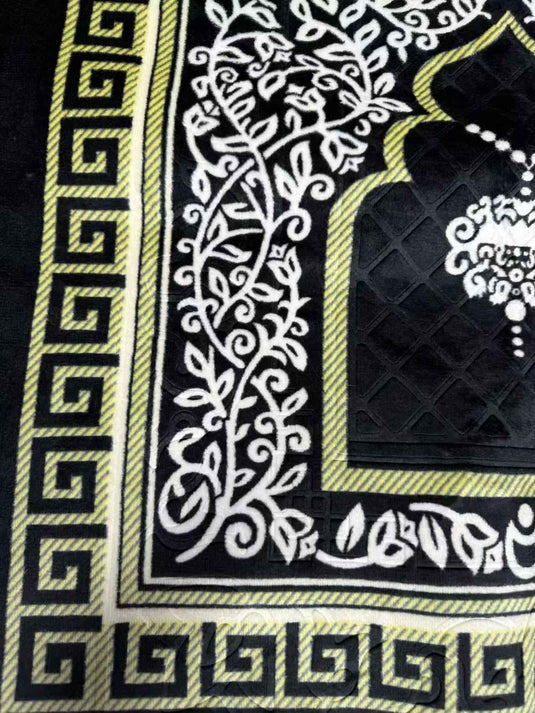 Black - Gold Islamic Architectural Prayer Rug - Fucolina