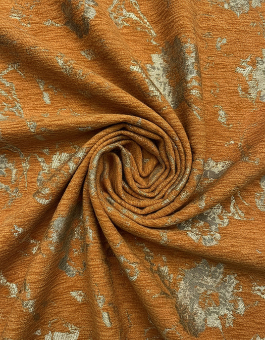 Vintage distressed floral jacquard fabric