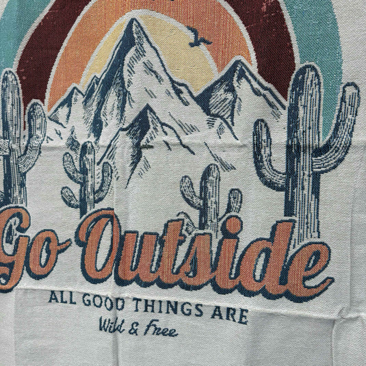 "Go Outside" Woven Tapestry Blanket | Wild & Free Mountain Desert Decor - Fucolina