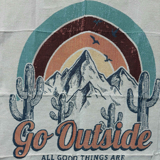 "Go Outside" Woven Tapestry Blanket | Wild & Free Mountain Desert Decor - Fucolina