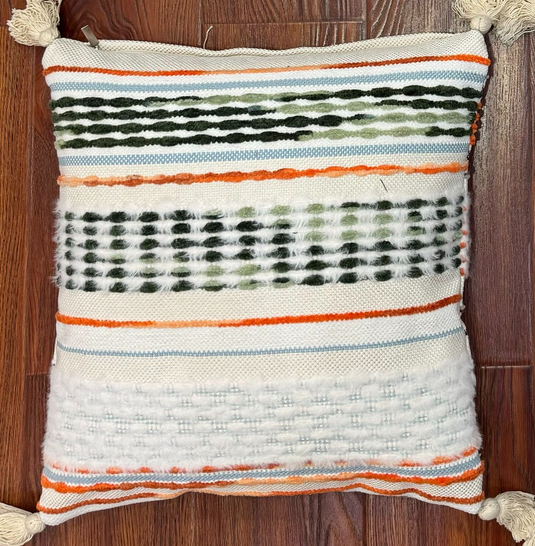 Handwoven Patchwork Tassel Cushion (YS5033-3) - Fucolina