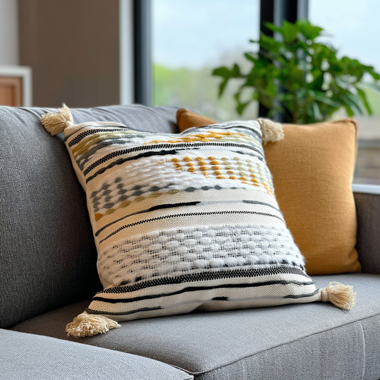 Handwoven Patchwork Tassel Cushion (YS5033-5) - Fucolina