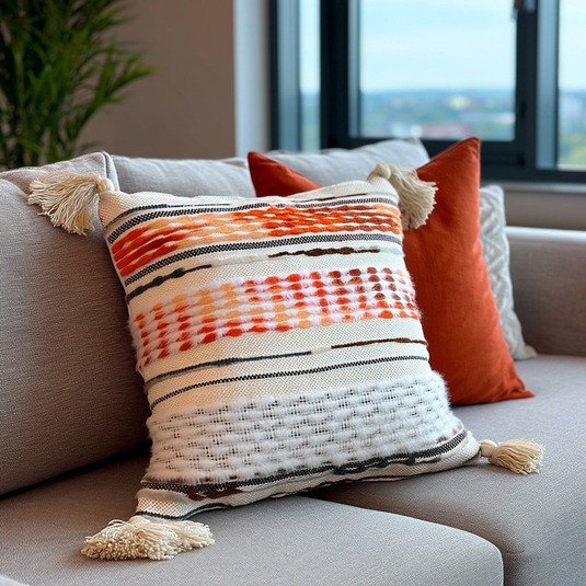 Handwoven Patchwork Tassel Cushion (YS5033-7) - Fucolina