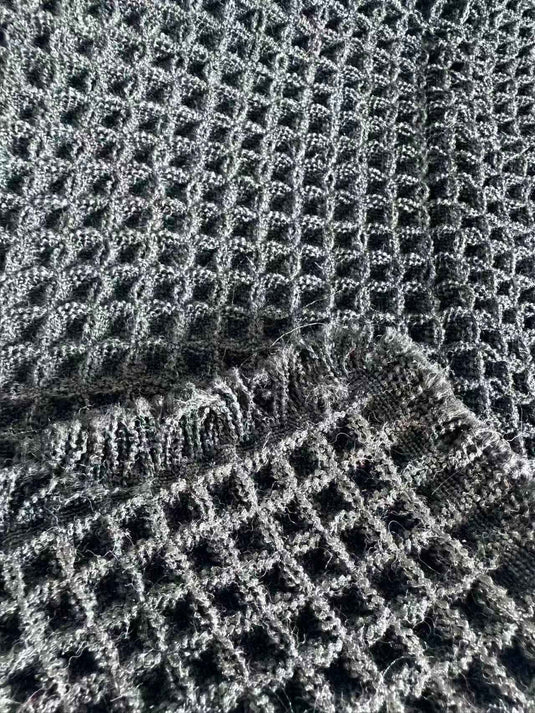 Modern Minimalist Pure Black Waffle Weave Floor Mat