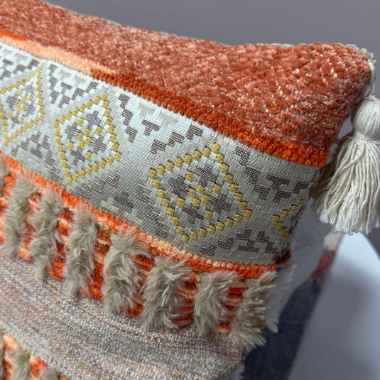 Ethnic geometric pattern tassel jacquard pillow - Fucolina