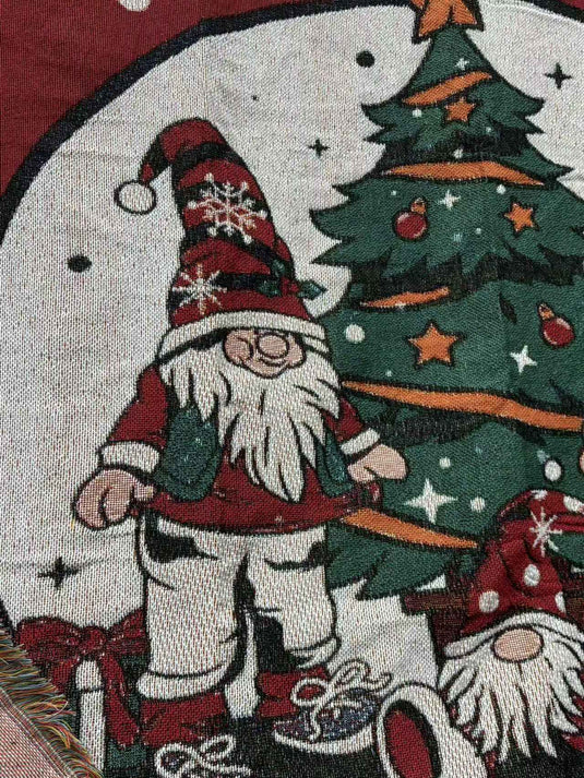 Christmas Gnomes Themed Textile Wallpaper Tapestry, Festive Wall Decor - Fucolina