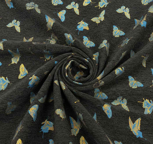 Childlike Butterfly Pattern Chenille Jacquard Fabric