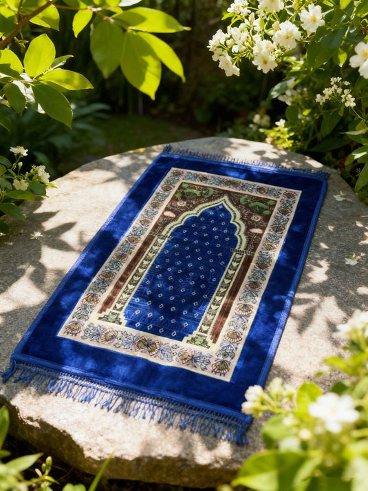 Royal Blue Floral Arch Prayer Rug - Fucolina