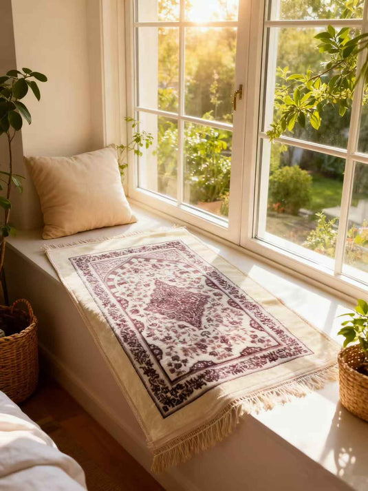 Red - White Floral Prayer Rug - Fucolina