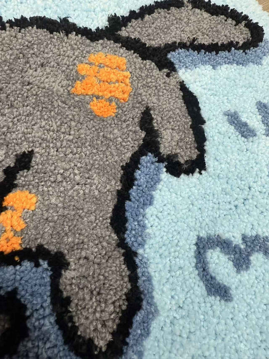 Grey Cute Cat-shaped Flocked Carpet