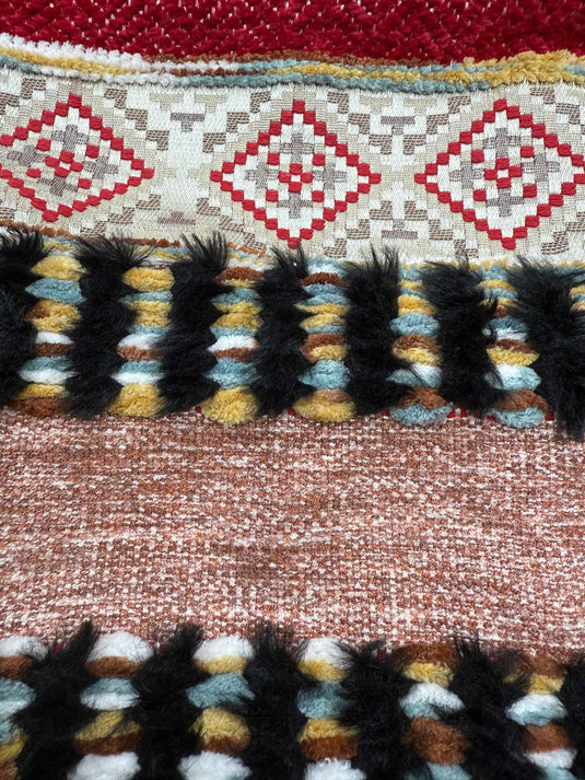Ethnic - style Geometric - patterned Tassel Jacquard Throw Pillow (Red - Brown Contrast Color) - Fucolina