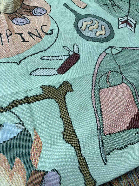 Camping Theme Textile Wallpaper Tapestry with Outdoor Elements for Wall Decor - Fucolina