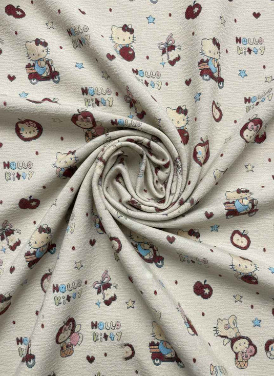 Hello Kitty playful chenille jacquard fabric, a versatile fabric for cute soft furnishings and children's clothing in multiple colors