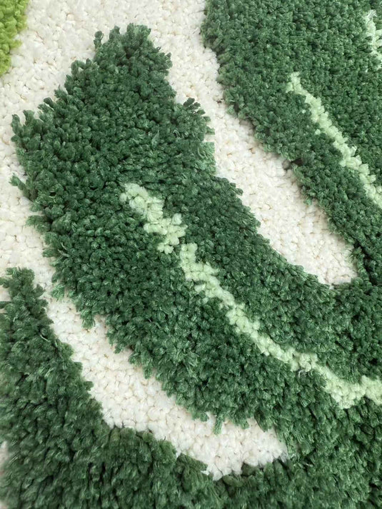 Natural-style Green Plant Leaf Flocked Carpet