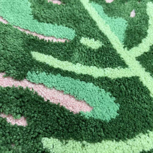 Monstera Leaf Tufted Rug | Botanical Plant Accent Mat for Bohemian Decor - Fucolina