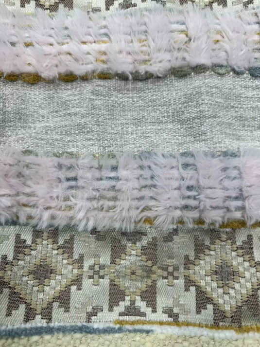 Ethnic - style Geometric - patterned Tassel Jacquard Throw Pillow (Light Pink - Beige Color) - Fucolina