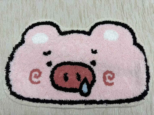Cute Drooling Pig - shaped Flocking Carpet