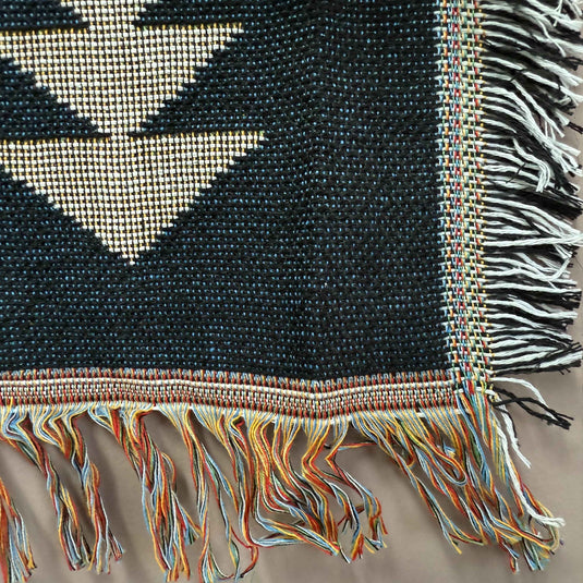 "Sacred Cross" Southwestern Tribal Woven Blanket | Geometric Tapestry Wall Art - Fucolina