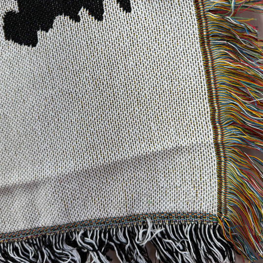 Spiral Alligator Woven Tapestry Blanket | Black & White Graphic Crocodile Art - Fucolina