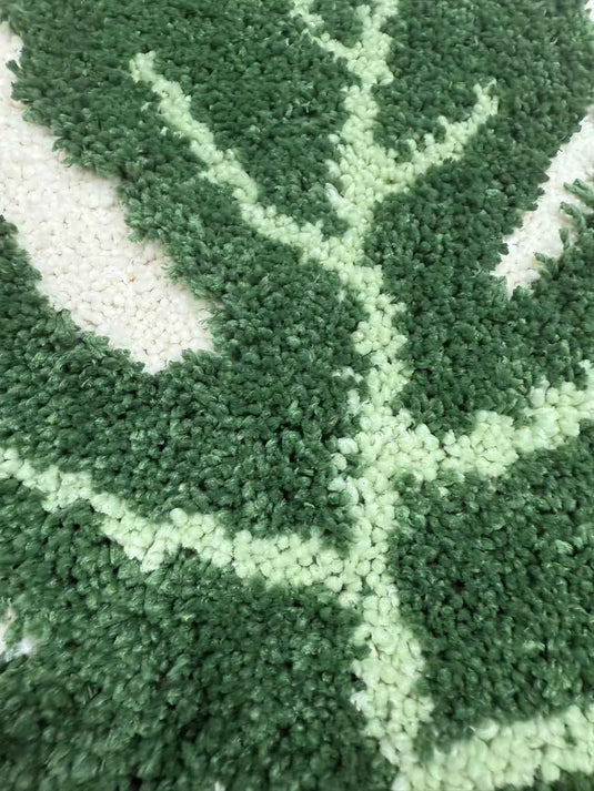 Natural-style Green Plant Leaf Flocked Carpet