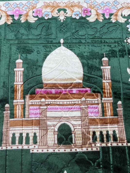 Dark Green Architectural Floral Prayer Rug - Fucolina