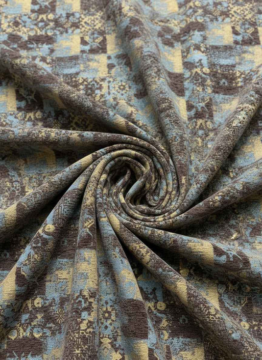 Retro Distressed Geometric Patchwork Chenille Jacquard Fabric