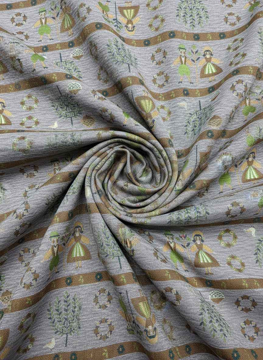 European folk-style figure chenille jacquard fabric, multi-colored childlike soft furnishings and clothing universal fabric