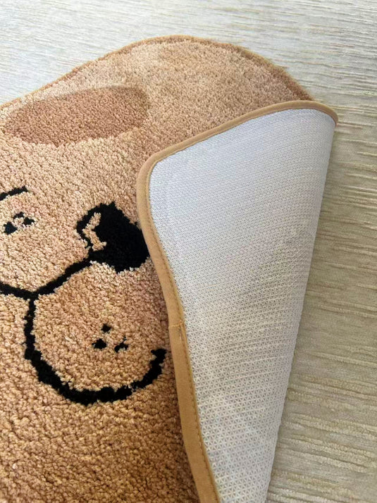 Dog Face Plush Rug with Stitched Details and Soft Texture - Fucolina