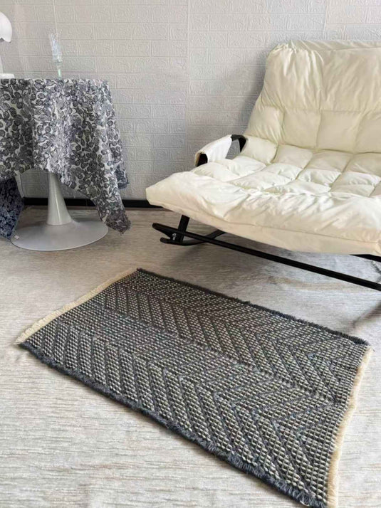Modern Minimalist Herringbone Waffle Weave Floor Mat