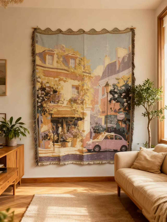 French Street Scene Art Jacquard Tapestry wall decor
