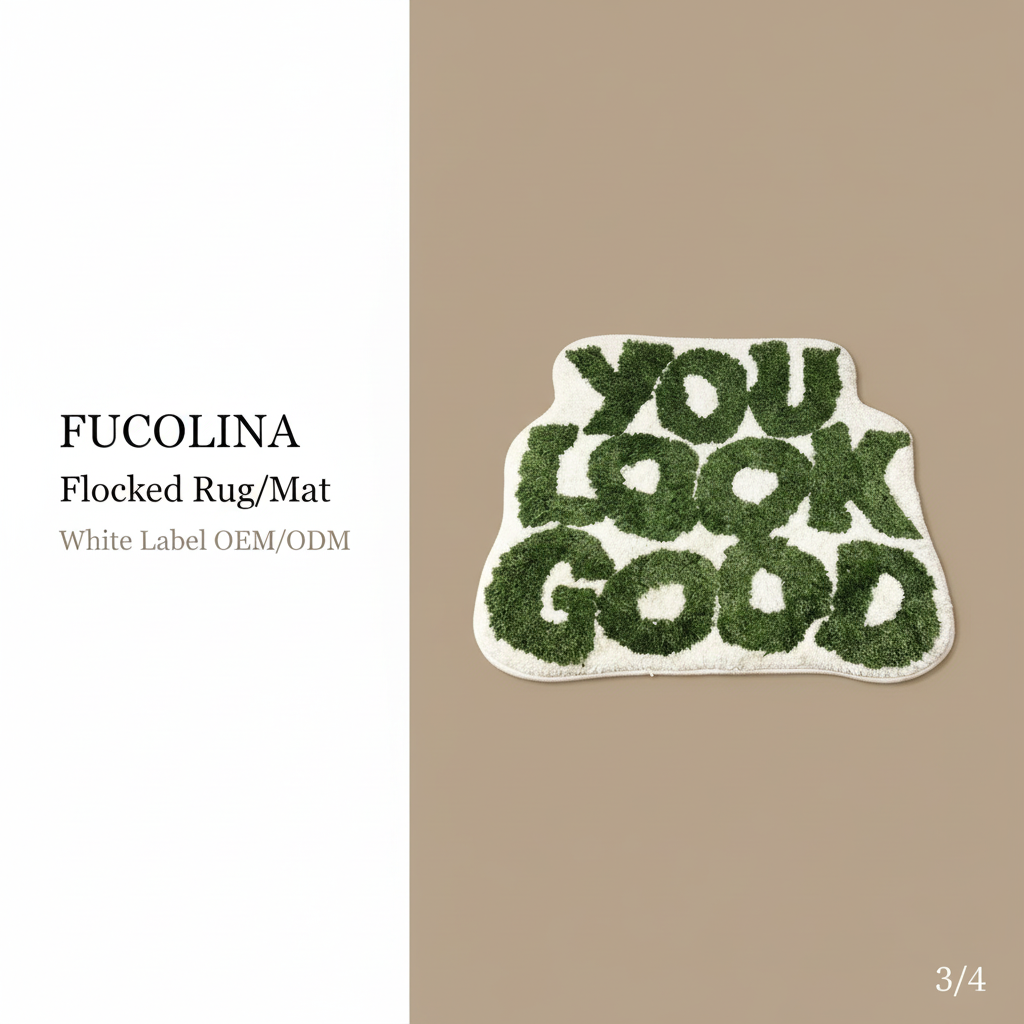 Typographic Slogan Pixel Art Flocked Rugs Wholesale OEM Low MOQ - Fucolina B2B Guide 2026