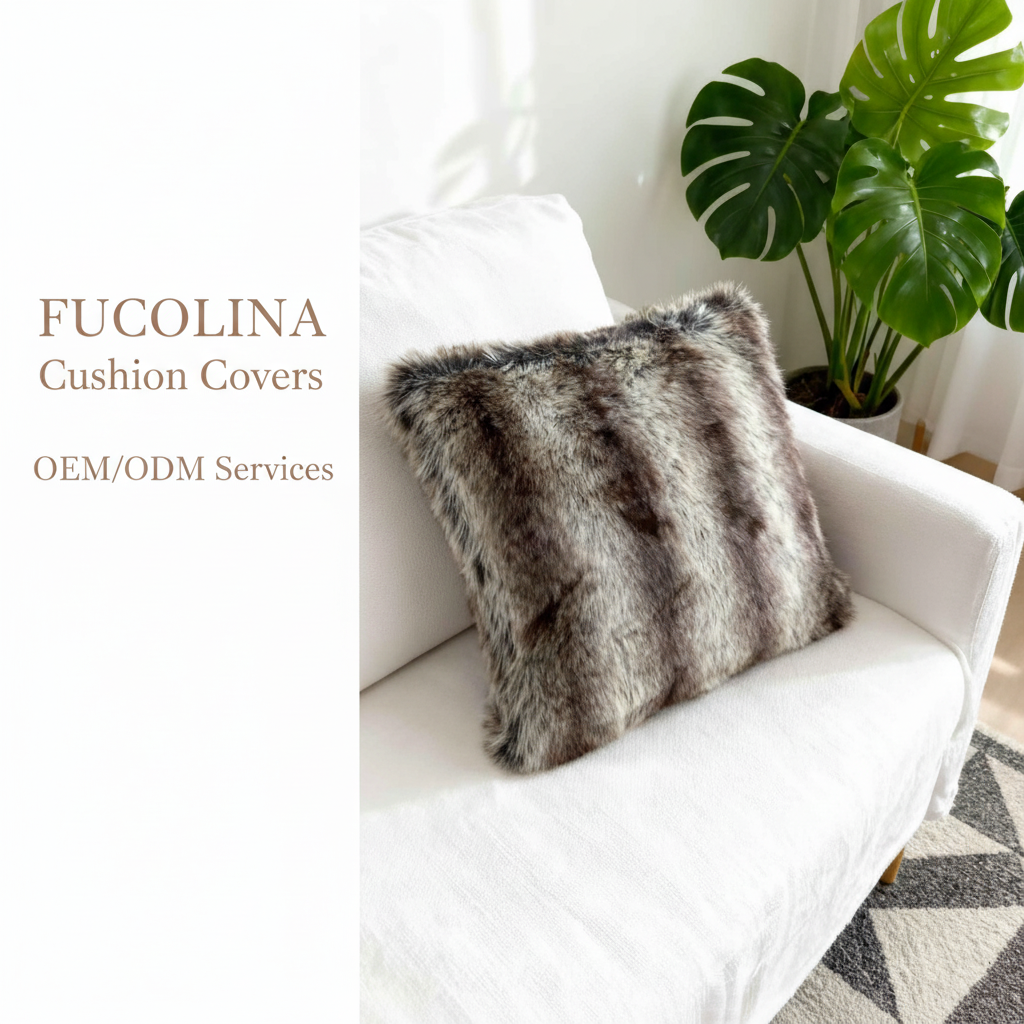 Natural-Tone Faux Fur Cushion Cover - Fucolina OEM Wholesale