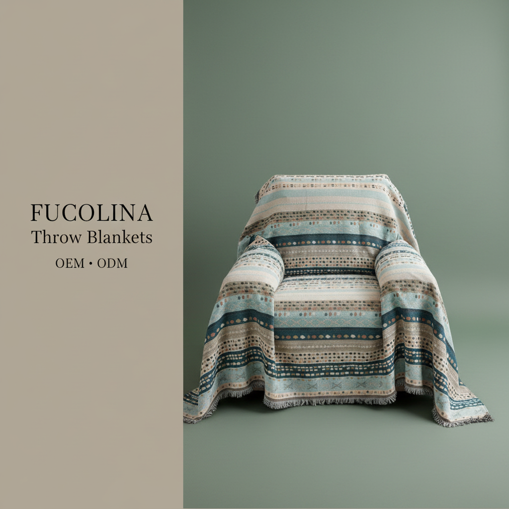 Jacquard sofa throw wholesale OEM ODM low MOQ custom woven blanket manufacturer China Fucolina