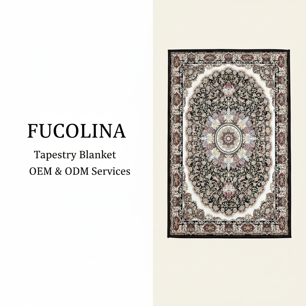 Persian Medallion Jacquard Carpet Black Gold - Fucolina OEM Wholesale