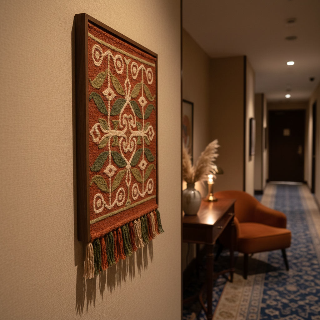 Jacquard Wall Tapestry in Hotel Suite Living Space - Fucolina B2B Hospitality Supply