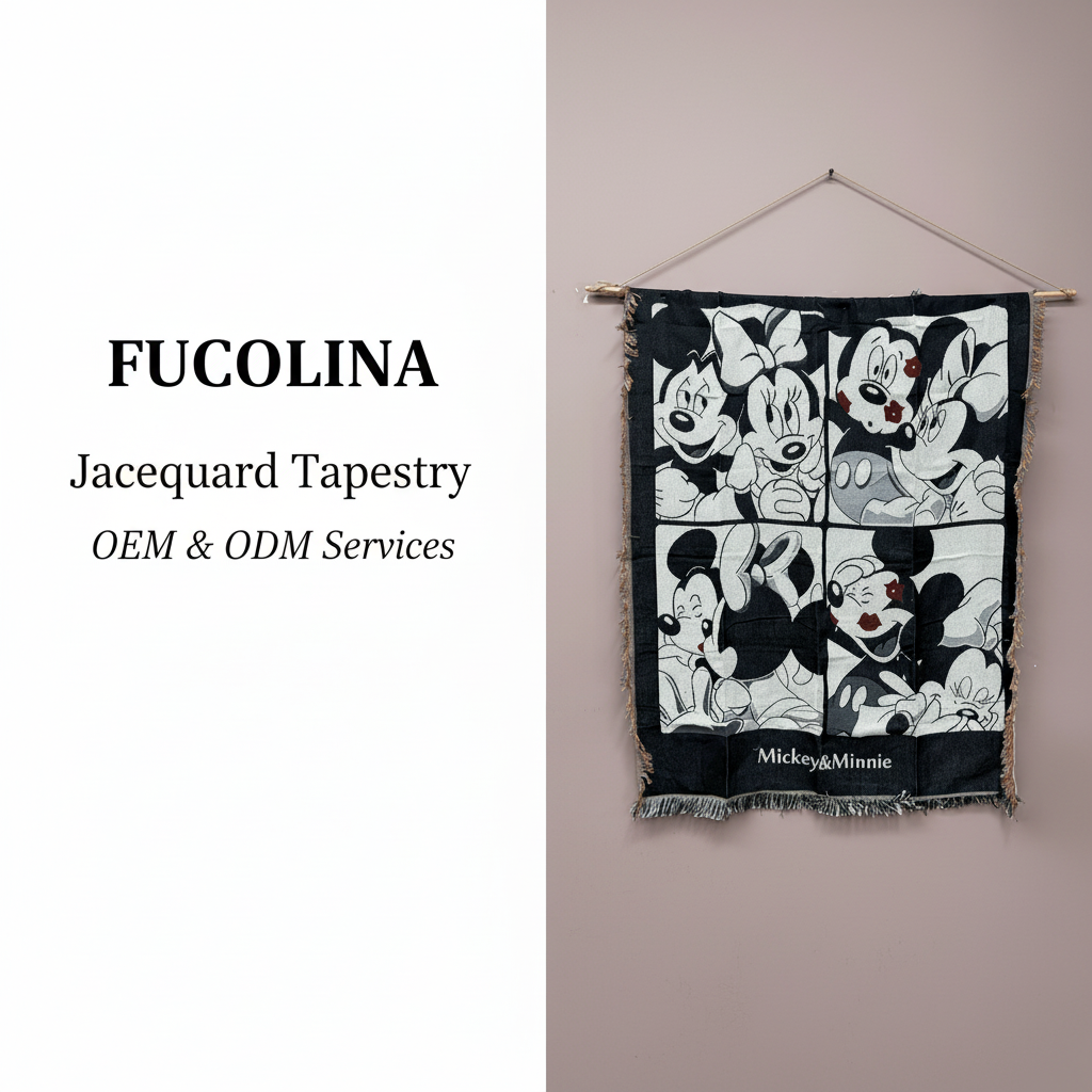 Mickey Minnie Jacquard Wall Tapestry black and white OEM ODM low MOQ wholesale manufacturer China
