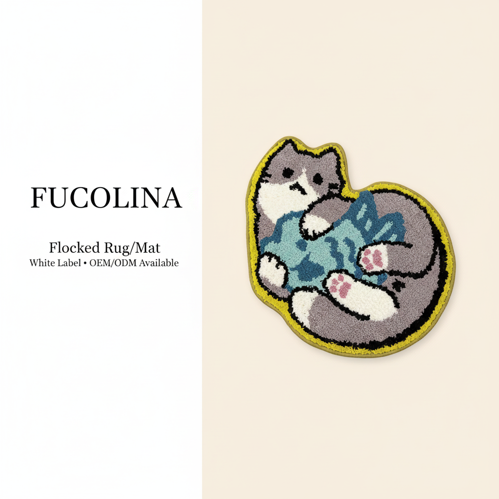 Kawaii Cat Pet Portrait Flocked Rugs Wholesale OEM Low MOQ - Fucolina B2B Guide 2026