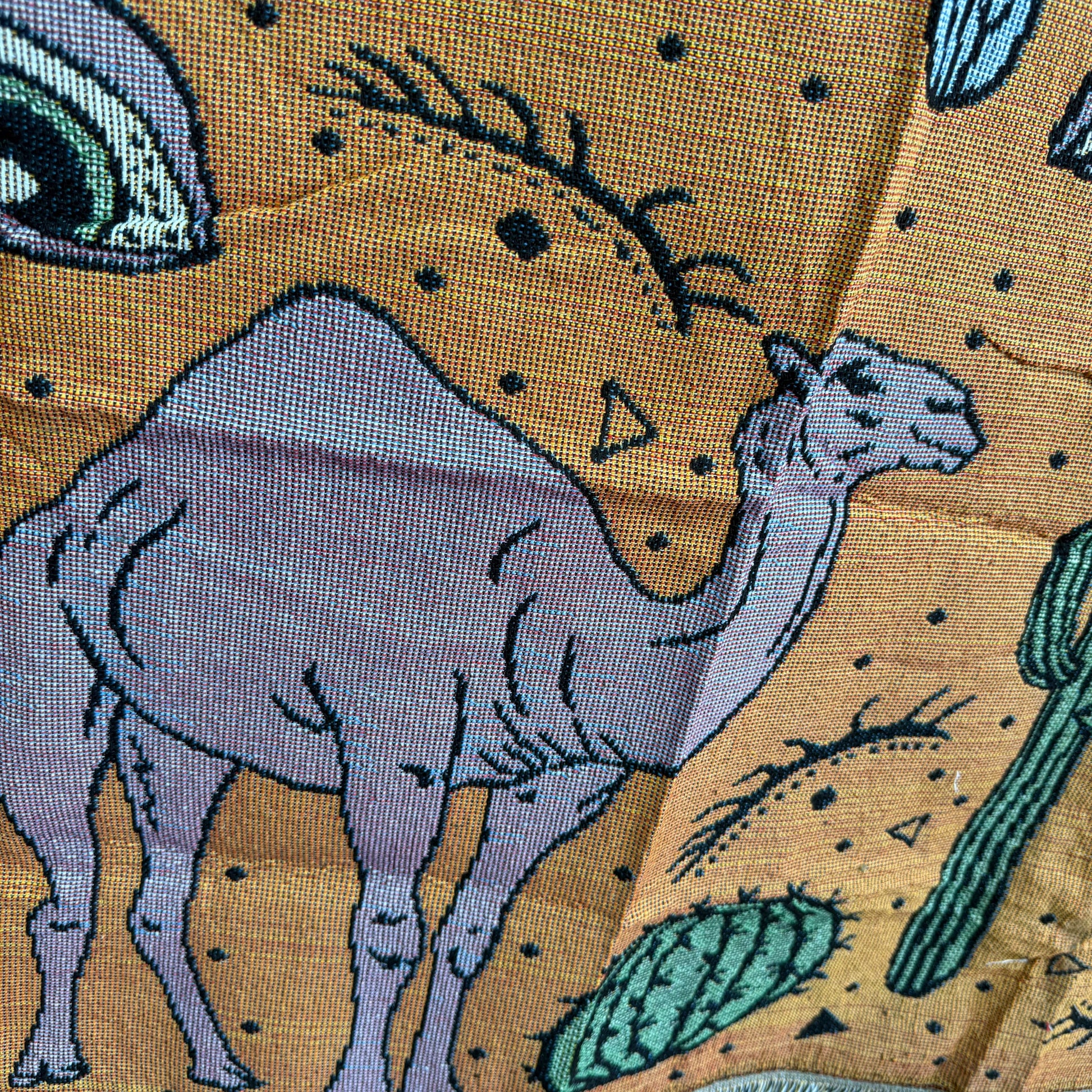 "Desert Caravan" Camel & Cactus Woven Tapestry | Eclectic Boho Wall Art - Fucolina