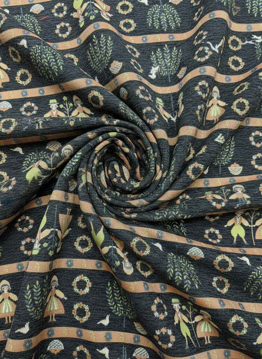 European folk-style figure chenille jacquard fabric, multi-colored childlike soft furnishings and clothing universal fabric