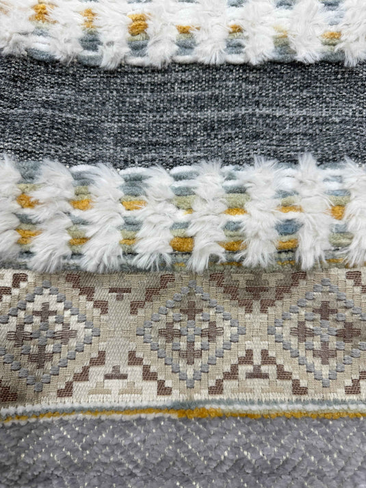 Ethnic - style Geometric - patterned Tassel Jacquard Throw Pillow (Light Gray - Beige Color) - Fucolina