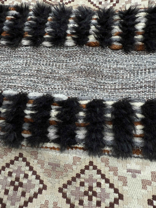 Ethnic - style Geometric - patterned Tassel Jacquard Throw Pillow (Gray - Black Color) - Fucolina