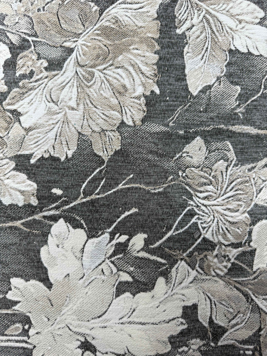 Vintage Floral Leaf Chenille Jacquard Throw Pillow(Pillow insert not included)