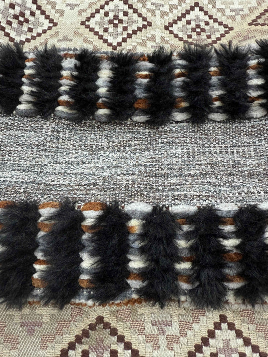 Ethnic - style Geometric - patterned Tassel Jacquard Throw Pillow (Gray - Black Color) - Fucolina