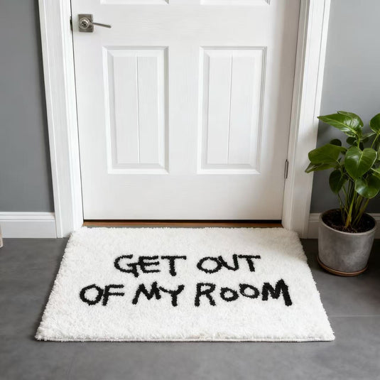 "GET OUT OF MY ROOM" Tufted Rug | Funny Slogan Accent Mat for Bedroom Decor - Fucolina