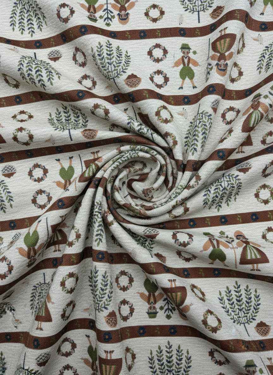 European folk-style figure chenille jacquard fabric, multi-colored childlike soft furnishings and clothing universal fabric