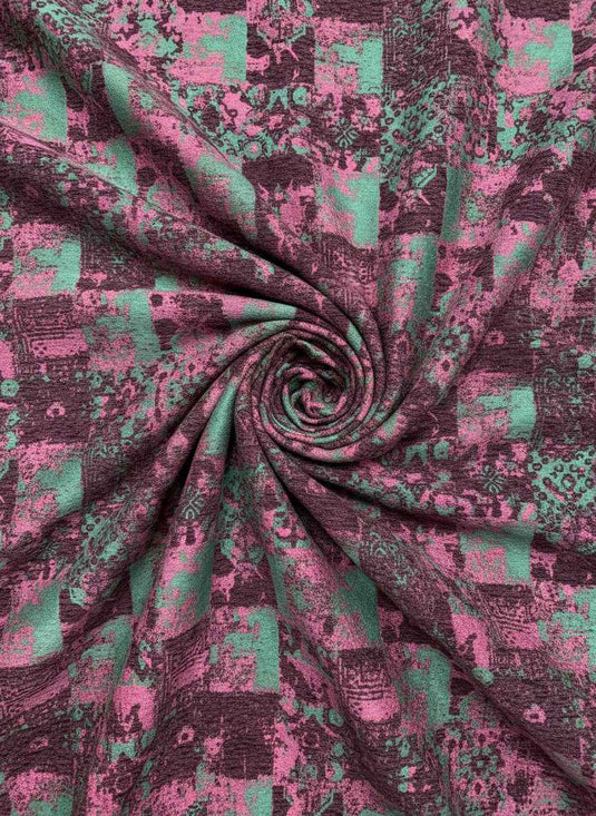 Retro Distressed Geometric Patchwork Chenille Jacquard Fabric