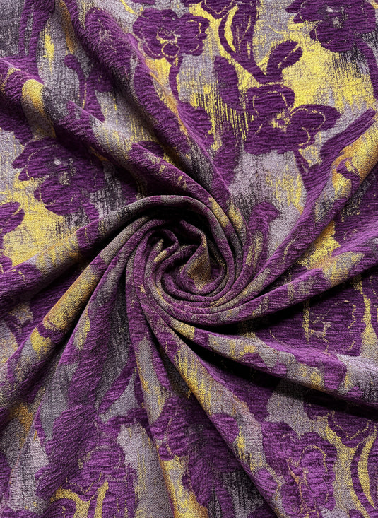 Vintage Floral Jacquard Multi - Color Decorative Fabric