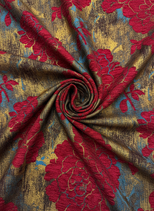 Vintage Floral Jacquard Multi - Color Decorative Fabric