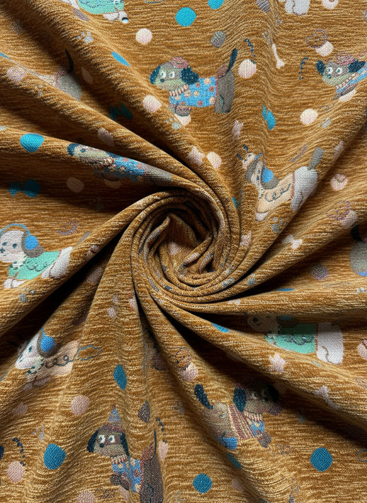 Cute Puppy Jacquard Multi - Color Decorative Fabric